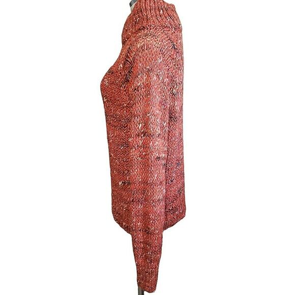 Anthropologie MOTH Sweater Womens M Orange Marbled Mock Neck Wool Alpaca Silk - Picture 3 of 9